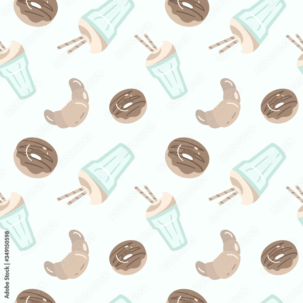 Delicate sweets and cappuccino seamless pattern Delicate sweets and cappuccino seamless pattern
