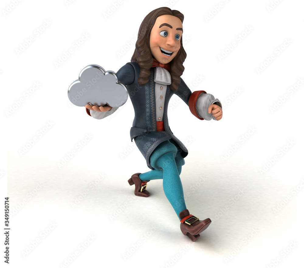 3D Illustration of a cartoon man in historical baroque costume 3D Illustration of a cartoon man in historical baroque costume