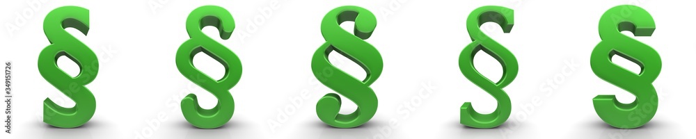 Obraz premium law sign paragraph article symbol legal icon green 3d