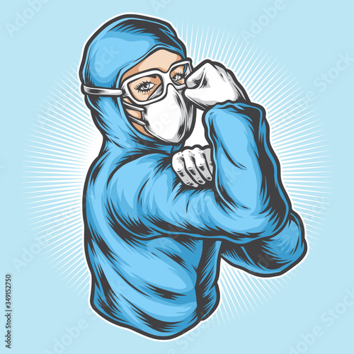 medical nurse stay strong pose vector