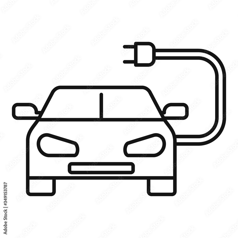 Electric car plug icon. Outline electric car plug vector icon for web design isolated on white background Electric car plug icon. Outline electric car plug vector icon for web design isolated on white background