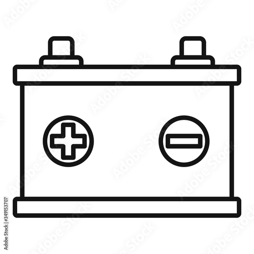 Car battery icon. Outline car battery vector icon for web design isolated on white background