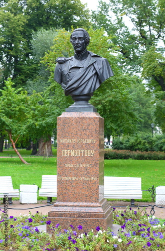 The monument to Lermontov, Alexander garden, St. Petersburg, Russia October 2017