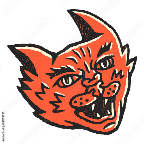 Cat Face. Cat Face Dirty Art Style. Cat Face Cartoon Style. 