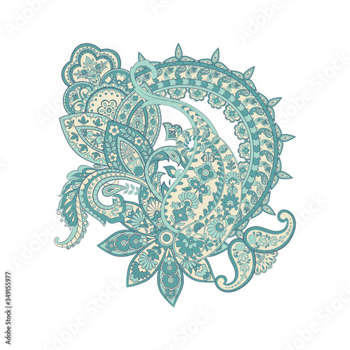 Paisley vector isolated pattern. Vintage floral illustration in batik style