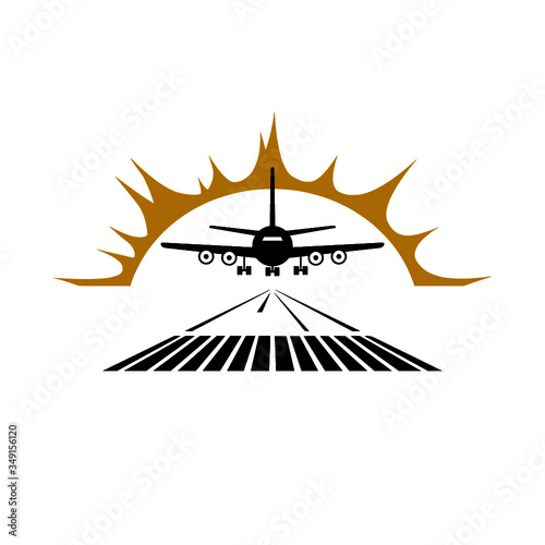 Landing runway icon on white background