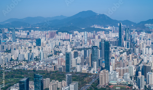 Aerial view of Shenzhen city landscape