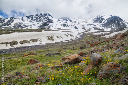 Caucasus Mountains near Kasbegi, Georgia photo