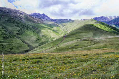 Caucasus Mountains near Kasbegi, Georgia photo