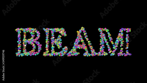 фотографія beam: 3D illustration of the text made of small objects over a black background