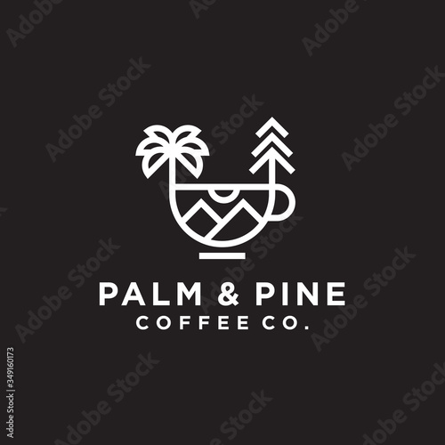 Palm coffee logo. hawaii cafe logo