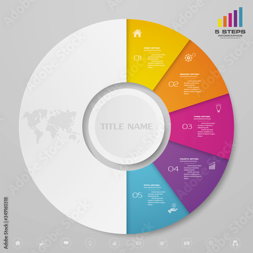 5 steps cycle chart infographics elements for data presentation. EPS 10.