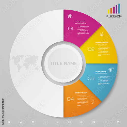 4 steps cycle chart infographics elements for data presentation. EPS 10.