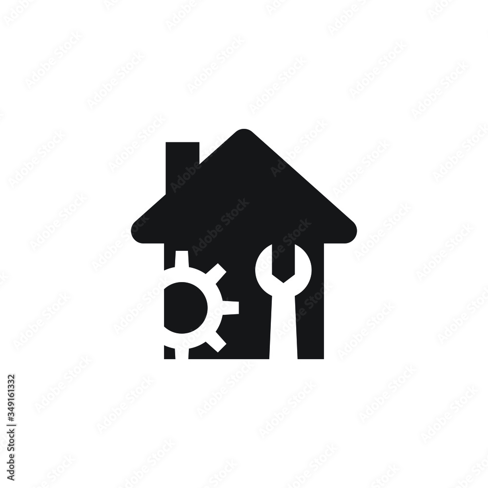 Maintenance house icon design isolated on white background Maintenance house icon design isolated on white background