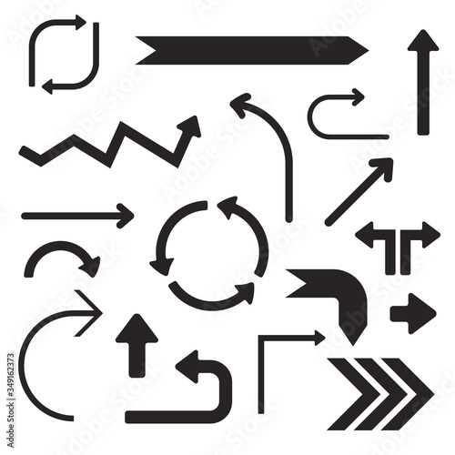 Black arrows. Set of simple signs