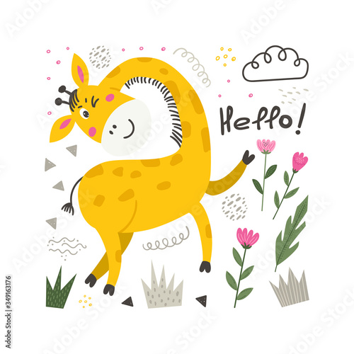 Vector poster with cute Giraffe.