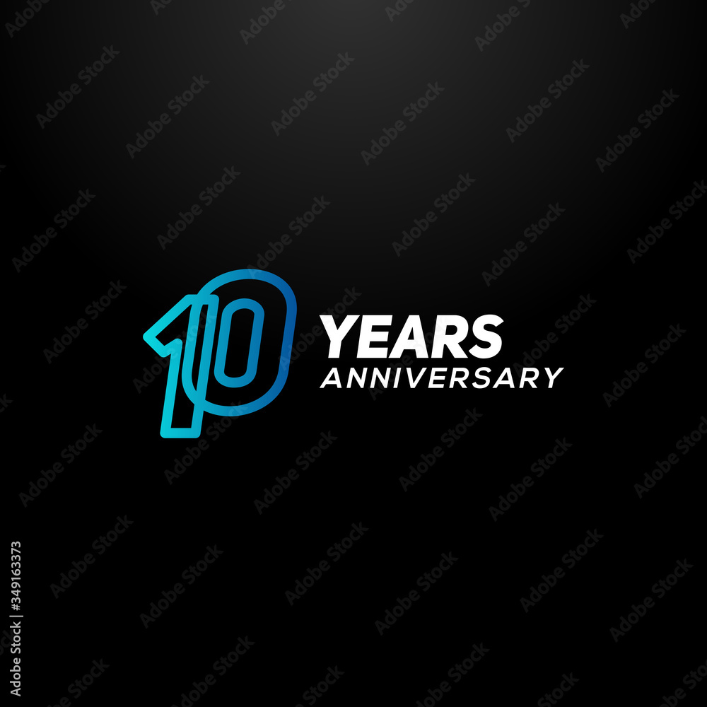 10 Years Anniversary Gradient Number Vector Design