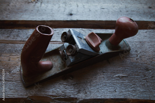 Canvas Print old tools on wooden background