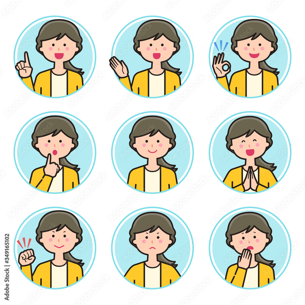 Female teacher expression Circle icon variation 1 Female teacher expression Circle icon variation 1