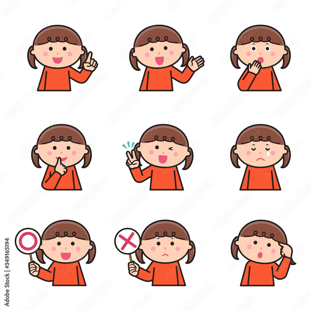 Girl Upper body Facial expression Variation 2 Girl Upper body Facial expression Variation 2