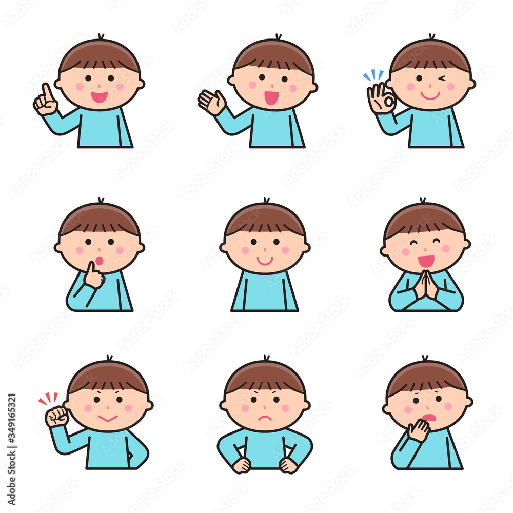 Boy Upper body Facial expression Variation 1 Boy Upper body Facial expression Variation 1