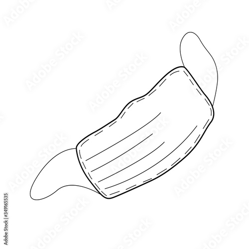 Medical mask icon. A means of protection against viruses and diseases. Simple Outline drawing in doodle style. Vector EPS10 illustration. Isolated on white background