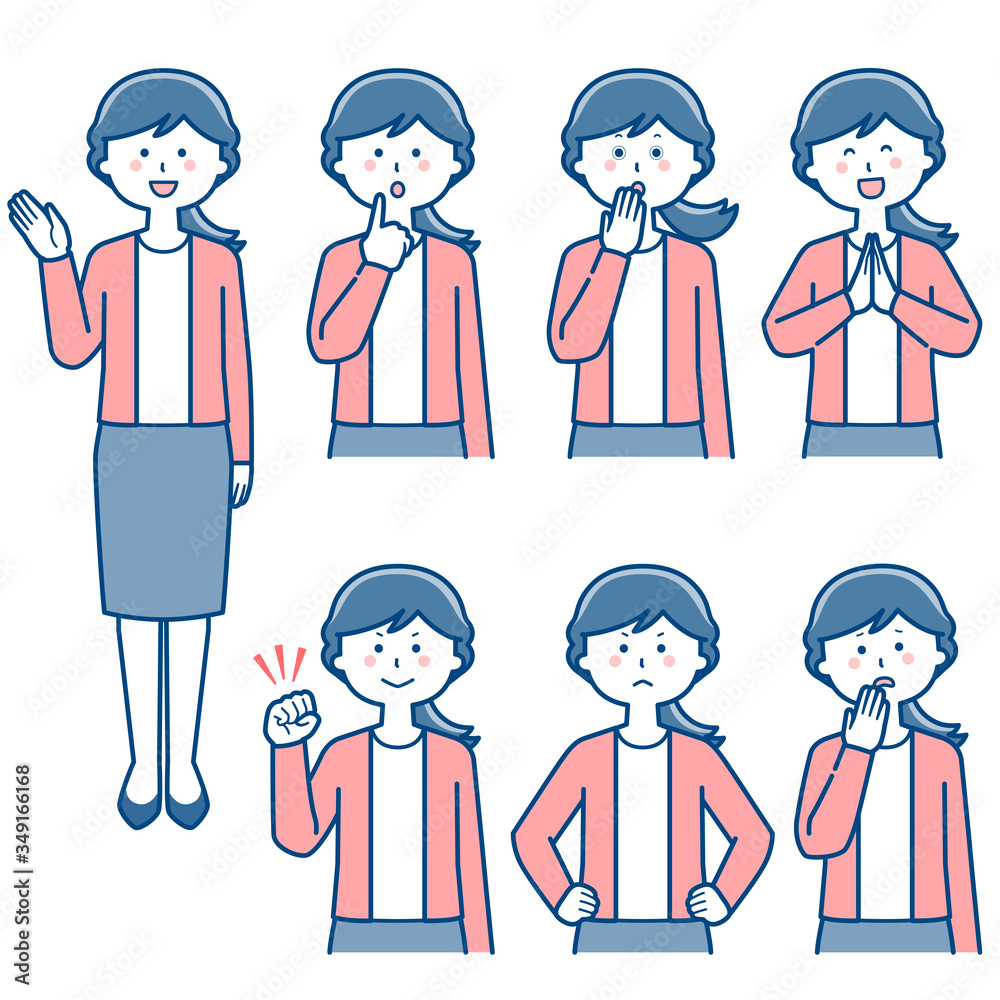 Female teacher upper body expression Set 2 / Two colors Female teacher upper body expression Set 2 / Two colors