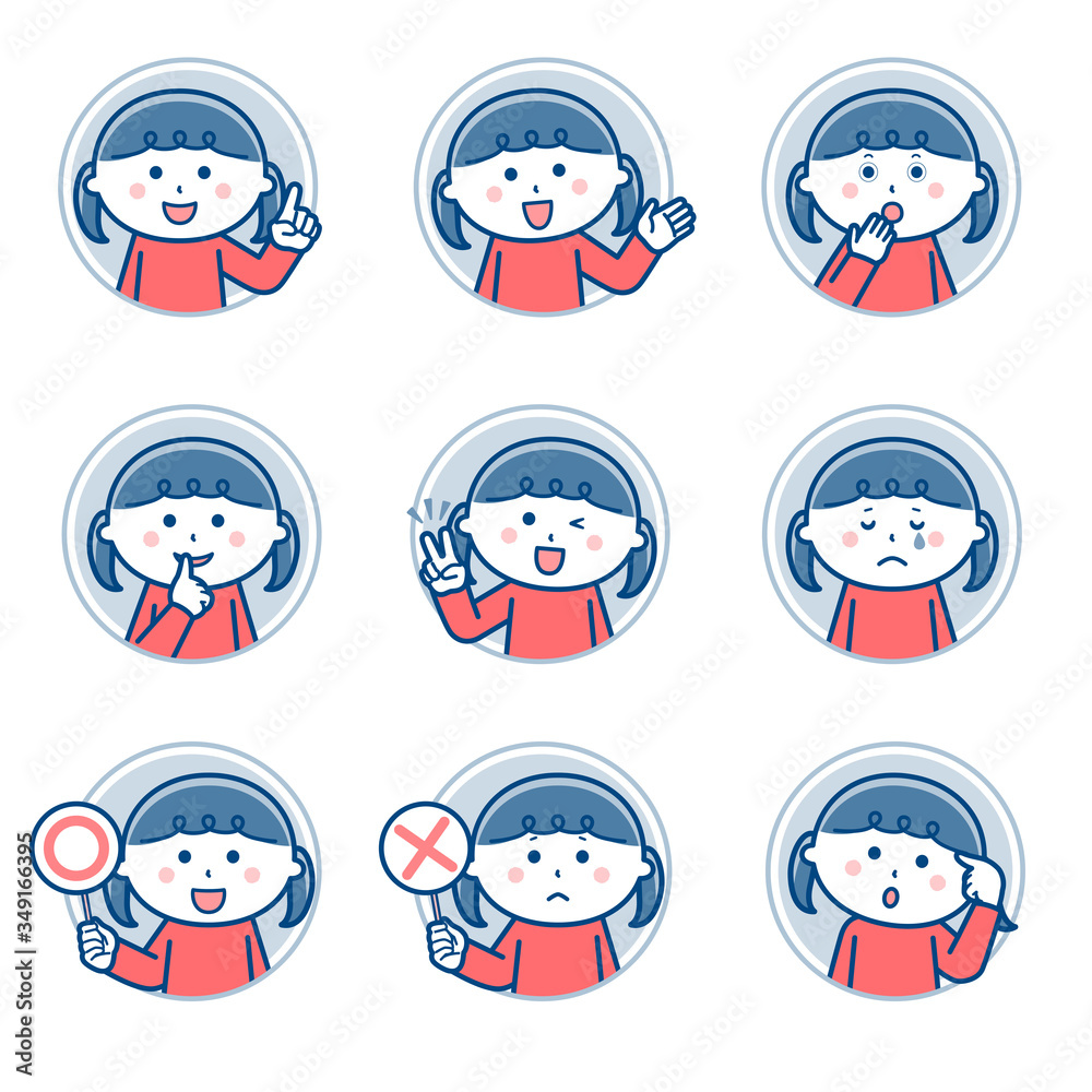 Girl Facial expression Circle icon Variation 2 / Two colors Girl Facial expression Circle icon Variation 2 / Two colors
