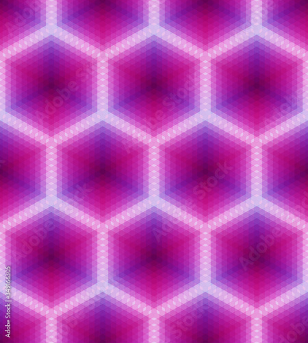Abstract geometrical background. Seamless pattern of 3d cubes and hexagons. 3d vector illustration.