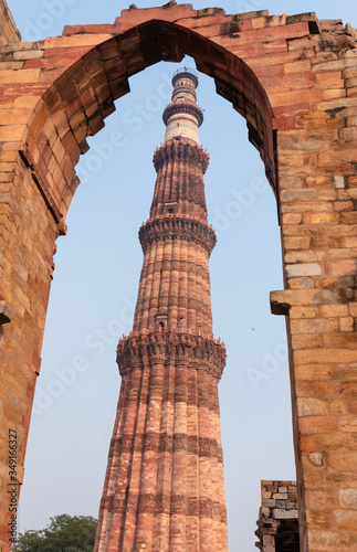 The Qutb Minar, also spelled as Qutub Minar and Qutab Minar in New Delhi, India, January 2020