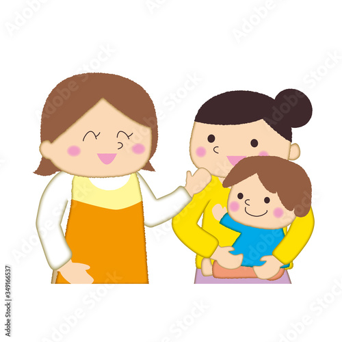 子育て支援の女性と親子