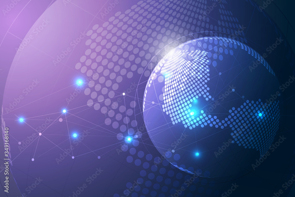 Global network connection with business concept and world map line, vector illustrator