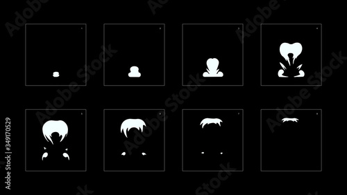 Explosion Smoke effect. Explosion Animation effect. Animation Sprite sheet for games, cartoon or animation. vector style animation effect 1001.
