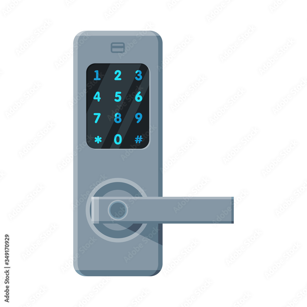 Modern Digital Door Handle with Electronic Lock, Security Door Knob Flat Style Vector Illustration Modern Digital Door Handle with Electronic Lock, Security Door Knob Flat Style Vector Illustration