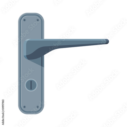 Metal Door Handle, House or Apartment Interior Element Flat Style Vector Illustration