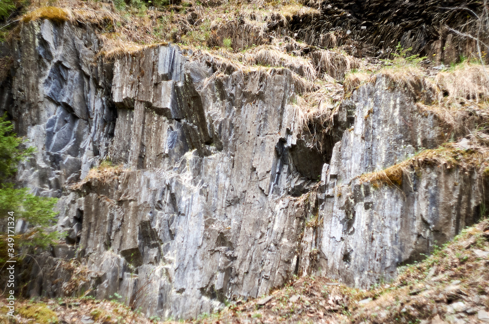 rock formation close-up. An old abandoned quarry