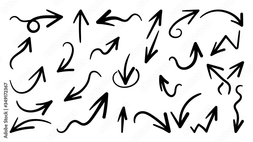 Hand drawn arrow vector icons set. sketch arrow design for business plan and education. Hand drawn arrow vector icons set. sketch arrow design for business plan and education.