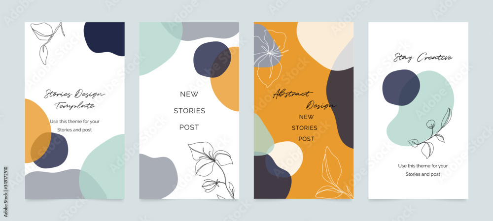 Social media banner template. Editable mockup for stories, post, blog, sale and  promotion. Abstract earth tone coloured shapes, line arts background design for personal, fashion and beauty blogger.