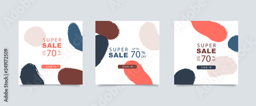 Social media banner template. Editable mockup for stories, post, blog, sale and  promotion. Abstract earth tone coloured shapes, line arts background design for personal, fashion and beauty blogger.