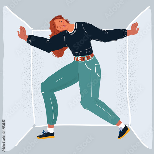 Illustration of young woman nervous when she standing