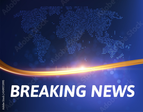 Breaking news vector background with golden wavy line. EPS10