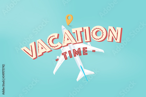 Vacation time with airplane banner design. vector