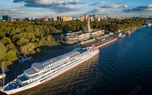 An aerial view taken with a drone shows North River Terminal or Rechnoy Vokzal in Moscow, Russia photo