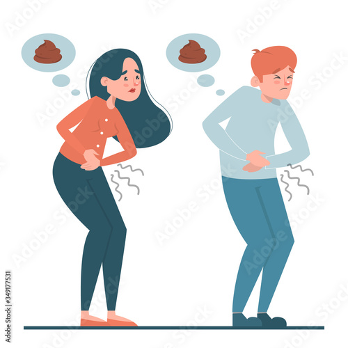 People with a diarrhea. Man and woman