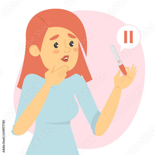 Sad woman holding a positive pregnancy test