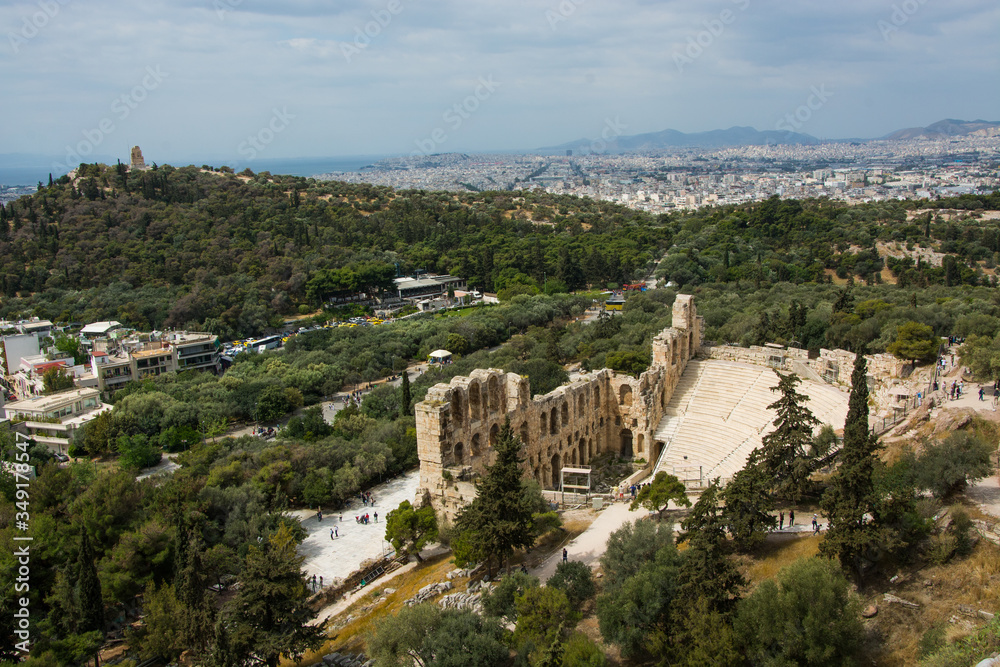 Ruins of ancient theater of Herodion Atticus, Athens, Greece