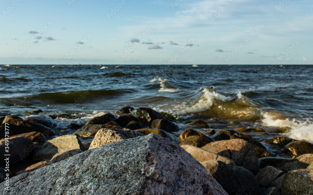 Baltic sea waves meeting in corner