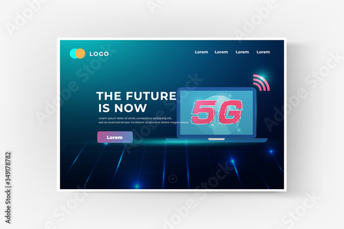 5G wireless internet wifi connection concept banner. website template background design elements in concept business presentation, vector