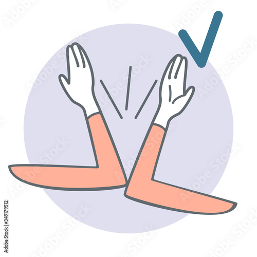 Elbow greeting icon sign.New welcome method to prevent the spread of coronavirus during quarantine 2019nCoV virus protection.Stock vector cartoon illustrations isolated on white background.