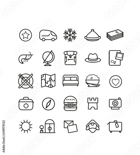 symbole, icône, picto, voyage, carnet de voyage, 